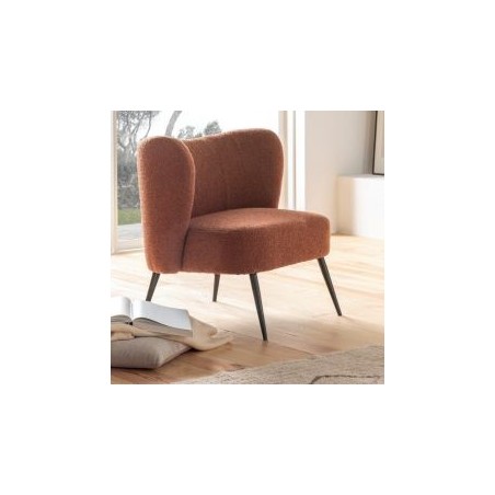 Fauteuil crapaud tissu terracota Casita RIPPLE 70cm