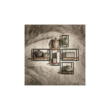Étagères murales en bois de teck massif et métal Shelfmate 135cm