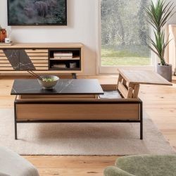 Table basse modulable chêne massif blanchi 120cm Casita STORIA