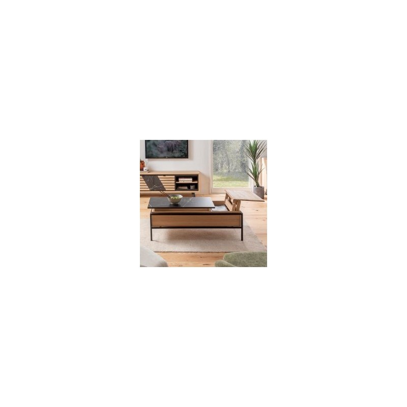 Table basse modulable chêne massif blanchi 120cm Casita STORIA