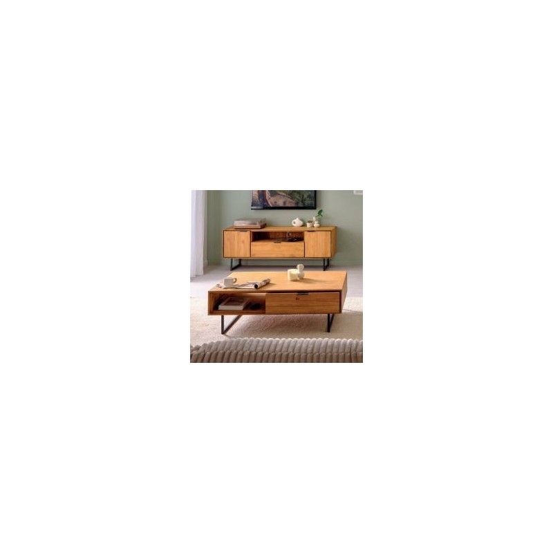 Table basse teck massif recyclé 120cm BAHIA Casita BAHTABA 212