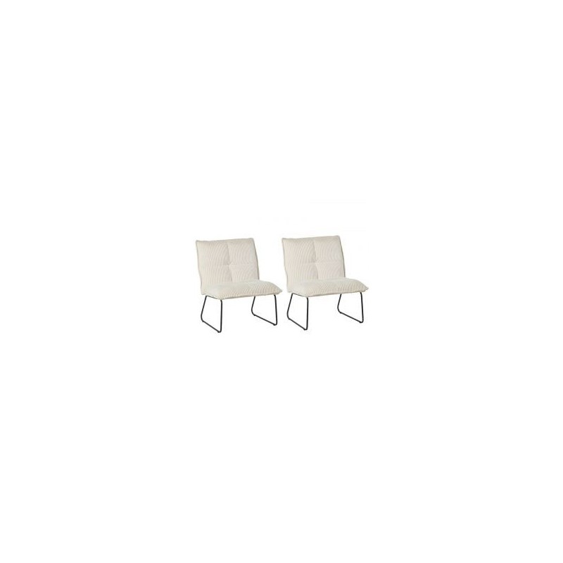 Lot 2 fauteuils velours côtelé blanc Casita CALVIN