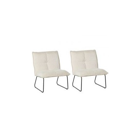 Lot 2 fauteuils velours côtelé blanc Casita CALVIN