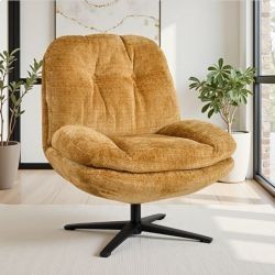 Fauteuil relaxant pivotant tissu jaune moutarde PANAMA Casita