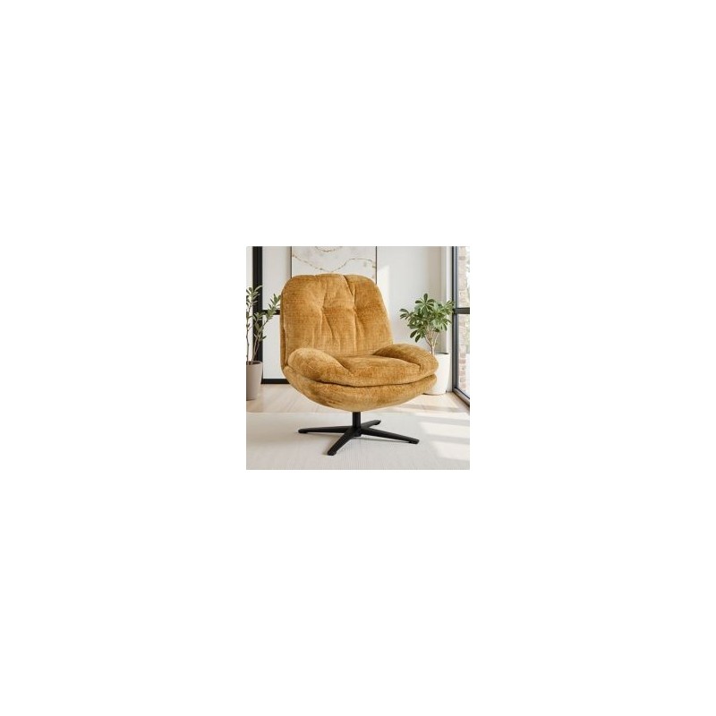 Fauteuil relaxant pivotant tissu jaune moutarde PANAMA Casita