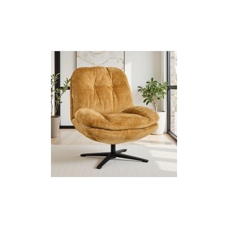 Fauteuil relaxant pivotant tissu jaune moutarde PANAMA Casita
