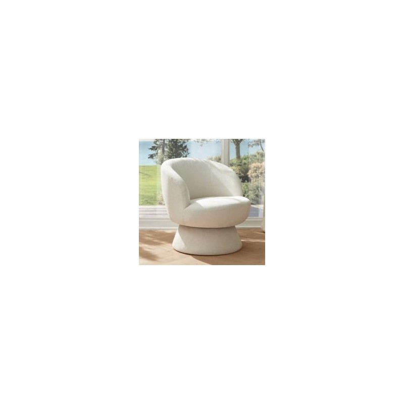 Fauteuil rond pivotant tissu blanc Casita LADOGA