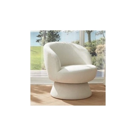 Fauteuil rond pivotant tissu blanc Casita LADOGA