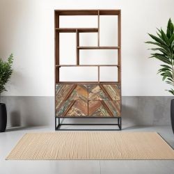 Bibliothèque bois et métal 100cm RITA 4 tiroirs Kayu Intérieur
