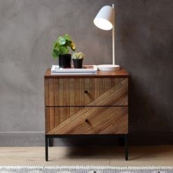 Chevet de lit bois recyclé et métal 50cm MAIA