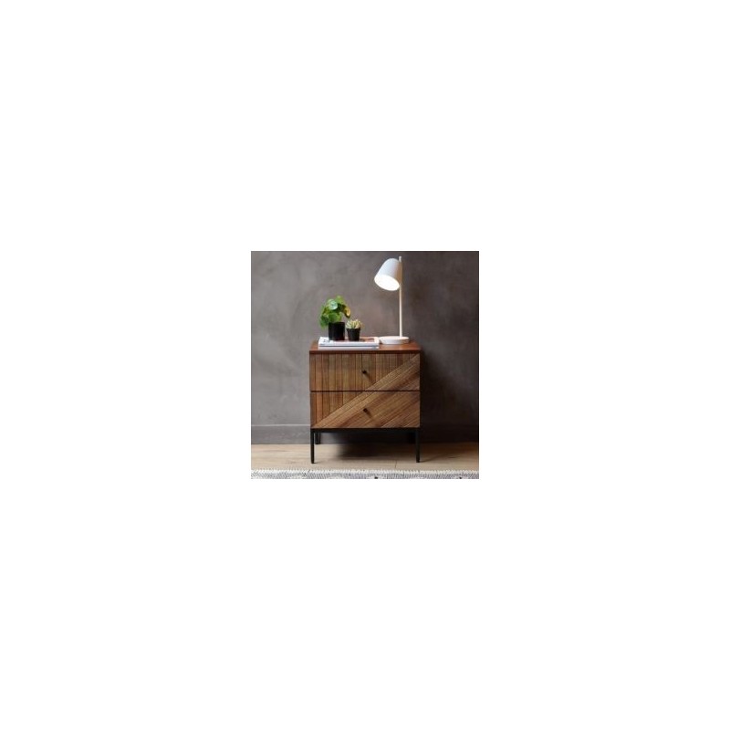 Chevet de lit bois recyclé et métal 50cm MAIA