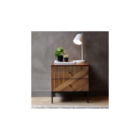 Chevet de lit bois recyclé et métal 50cm MAIA