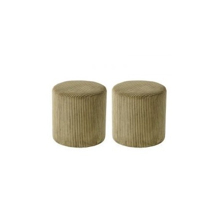 Lot de 2 poufs velours côtelé kaki 35cm Casita SNAW