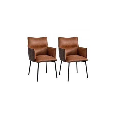 Lot de 2 chaises tissu microfibres marron Casita LOKKA
