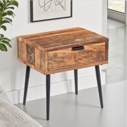 Chevet de lit industriel en bois recyclé MELISSA 45cm 1 tiroir