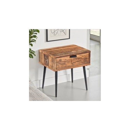 Chevet de lit industriel en bois recyclé MELISSA 45cm 1 tiroir