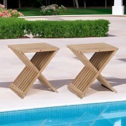 Lot de 2 tabourets pliants teck massif GARDEN
