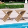 Lot de 2 tabourets pliants teck massif GARDEN