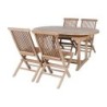 Salon de jardin teck massif ovale 150/200cm 4 chaises pliantes GARDEN