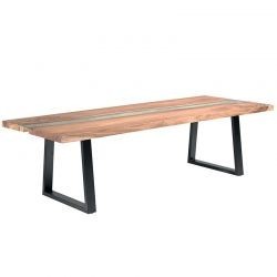 Table à manger bois massif et pieds métal avec verre 300cm Zetta Casita