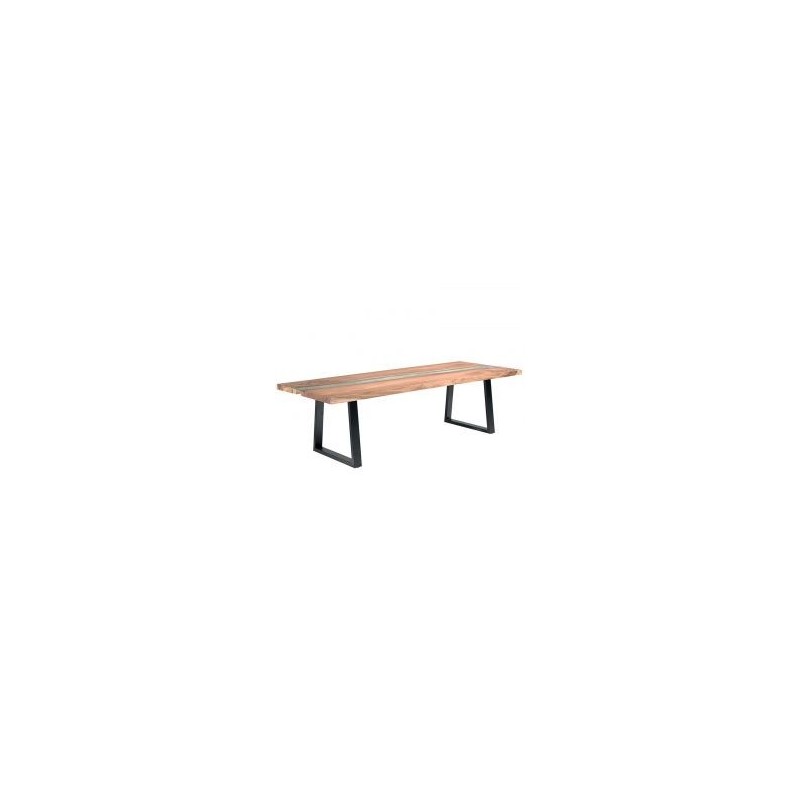 Table à manger bois massif et pieds métal avec verre 300cm Zetta Casita