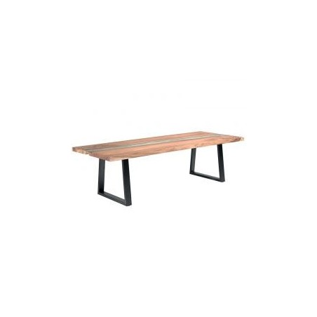 Table à manger bois massif et pieds métal avec verre 300cm Zetta Casita