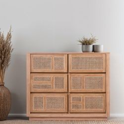 Commode teck et rotin 110cm COLONIAL