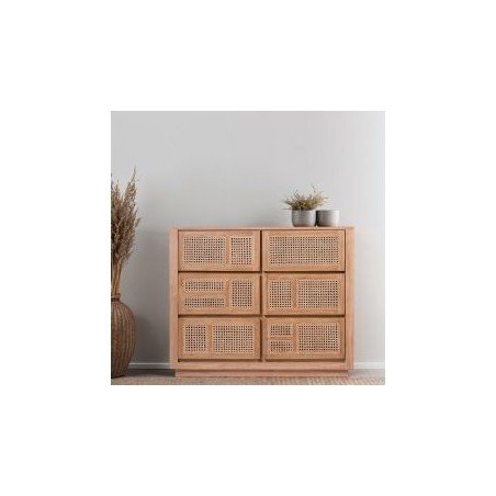 Commode teck et rotin 110cm COLONIAL