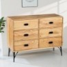 Commode 6 tiroirs en bois clair industriel SERENA 110cm