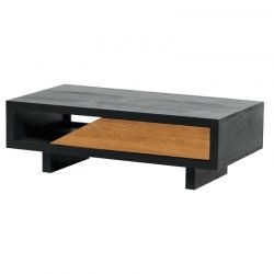 Table basse bois noire pin et chêne rectangulaire 120cm Flix Casita