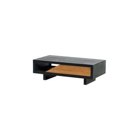Table basse bois noire pin et chêne rectangulaire 120cm Flix Casita