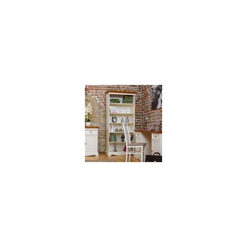 Bibliothèque blanche en bois de pin massif 90cm BIANCA