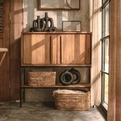 Buffet haut 2 portes bois massif et pieds métal d-bodhi OUTLINE 99cm