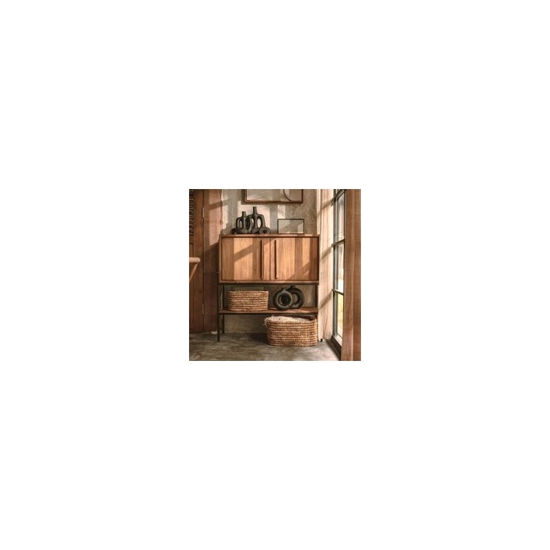 Buffet haut 2 portes bois massif et pieds métal d-bodhi OUTLINE 99cm