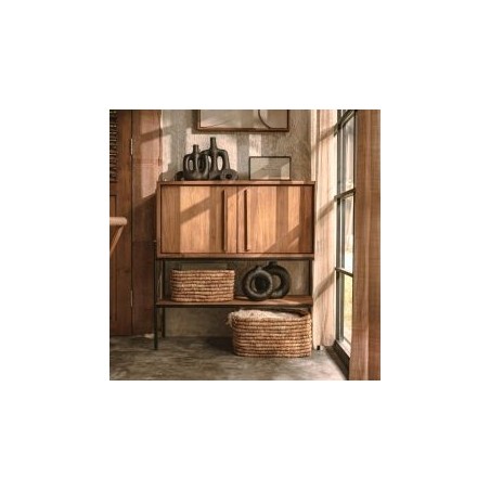 Buffet haut 2 portes bois massif et pieds métal d-bodhi OUTLINE 99cm