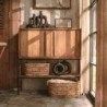 Buffet haut 2 portes bois massif et pieds métal d-bodhi OUTLINE 99cm