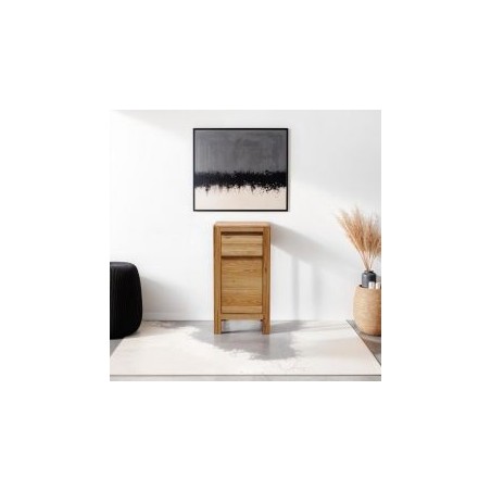 Table de chevet chêne massif avec tiroir et porte pour rangement 30cm JONAS