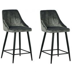 Lot de 2 chaises îlot velours gris Casita CHAILOUGRI 2