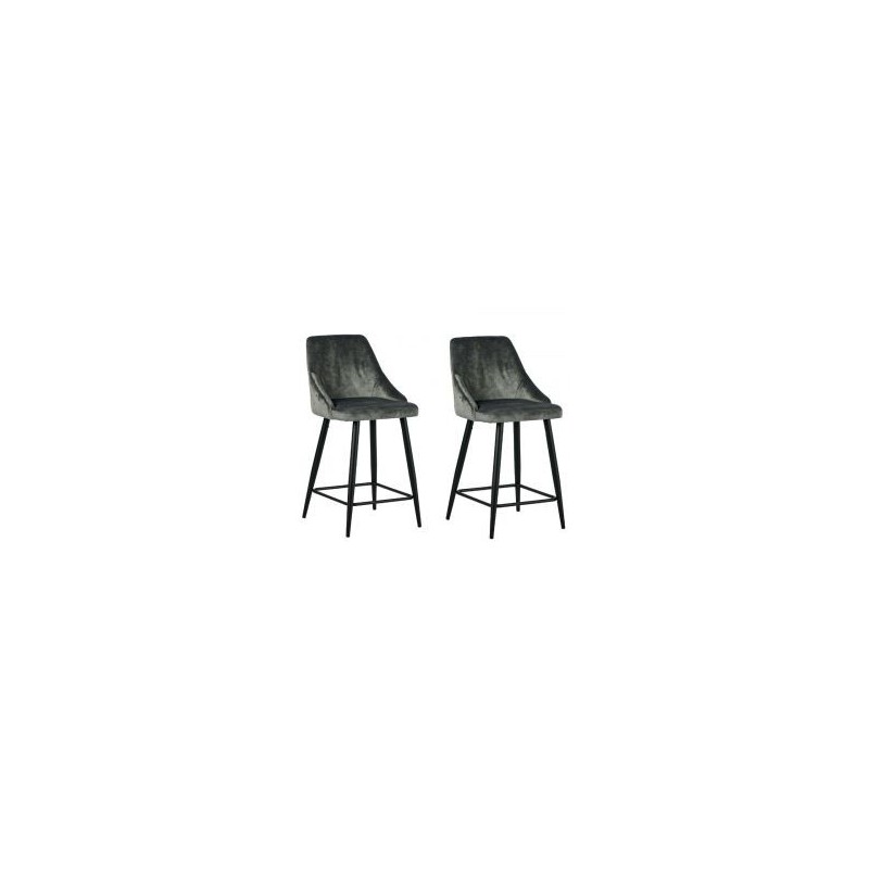 Lot de 2 chaises îlot velours gris Casita CHAILOUGRI 2