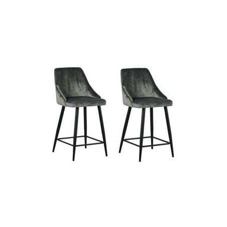 Lot de 2 chaises îlot velours gris Casita CHAILOUGRI 2