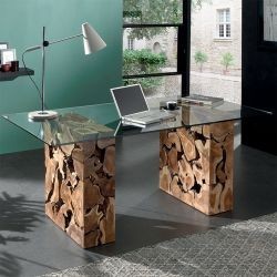 Bureau teck et verre 190cm Foret Casita FORETA 12