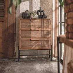 Commode 3 tiroirs en teck recyclé et métal 80cm d-bodhi COCO