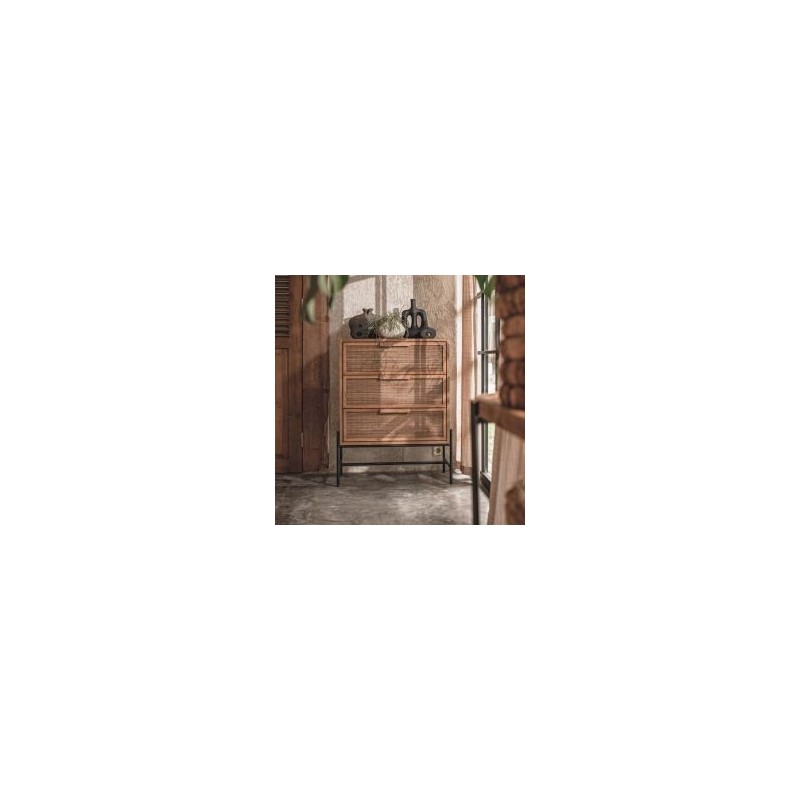 Commode 3 tiroirs en teck recyclé et métal 80cm d-bodhi COCO