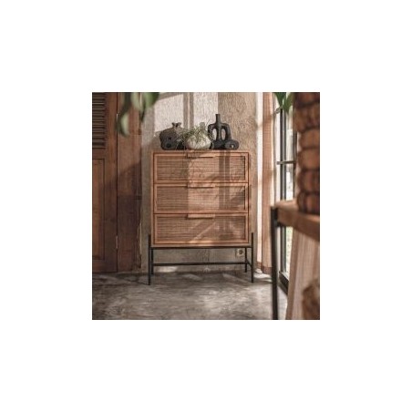Commode 3 tiroirs en teck recyclé et métal 80cm d-bodhi COCO