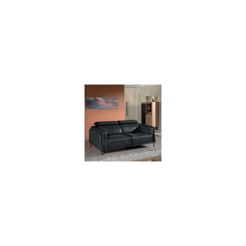 Canapé avec têtière en tissu gris Korland Casita KOGOBIGR