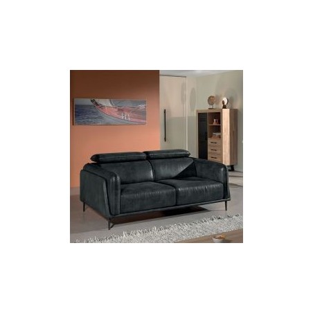 Canapé avec têtière en tissu gris Korland Casita KOGOBIGR