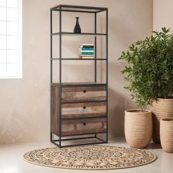 Bibliothèque bois recyclé et métal dbodhi TUAREG 75cm