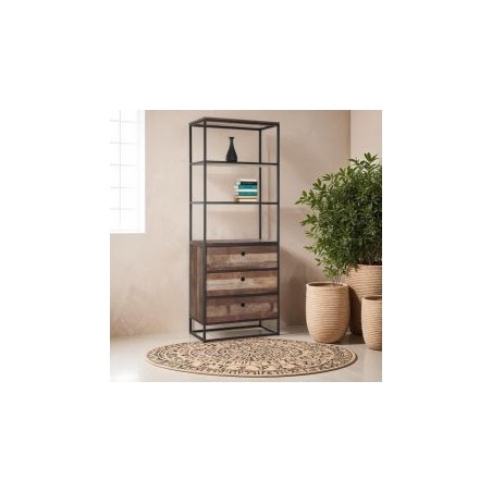 Bibliothèque bois recyclé et métal dbodhi TUAREG 75cm