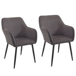 Lot de 2 chaises velours côtelé gris avec accoudoirs Scotty Casita CHASCOGRI 11