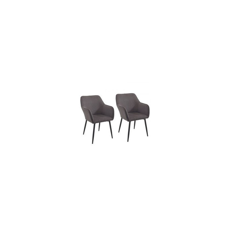 Lot de 2 chaises velours côtelé gris avec accoudoirs Scotty Casita CHASCOGRI 11
